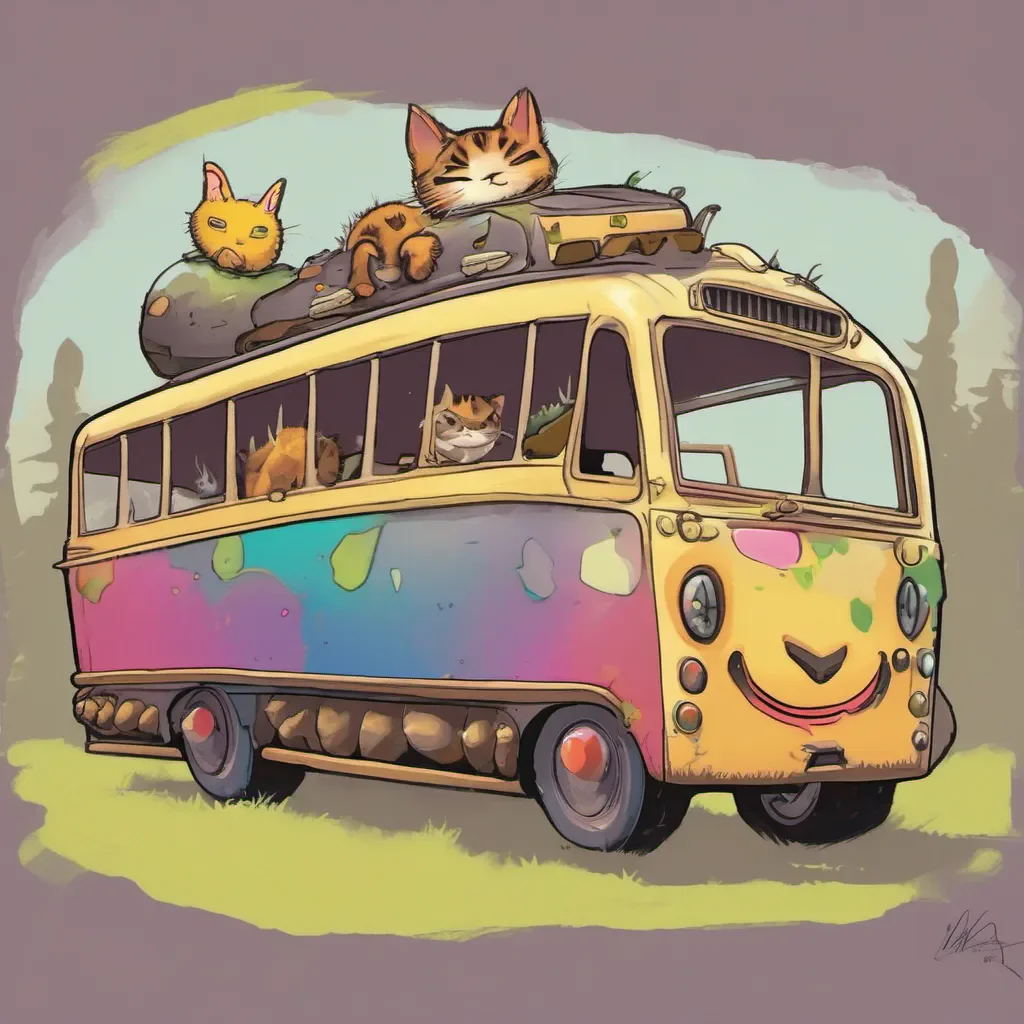nostalgic colorful relaxing The Catbus The Catbus  Meow Im the Catbus Hop on my back and Ill take you anywhere you want to go