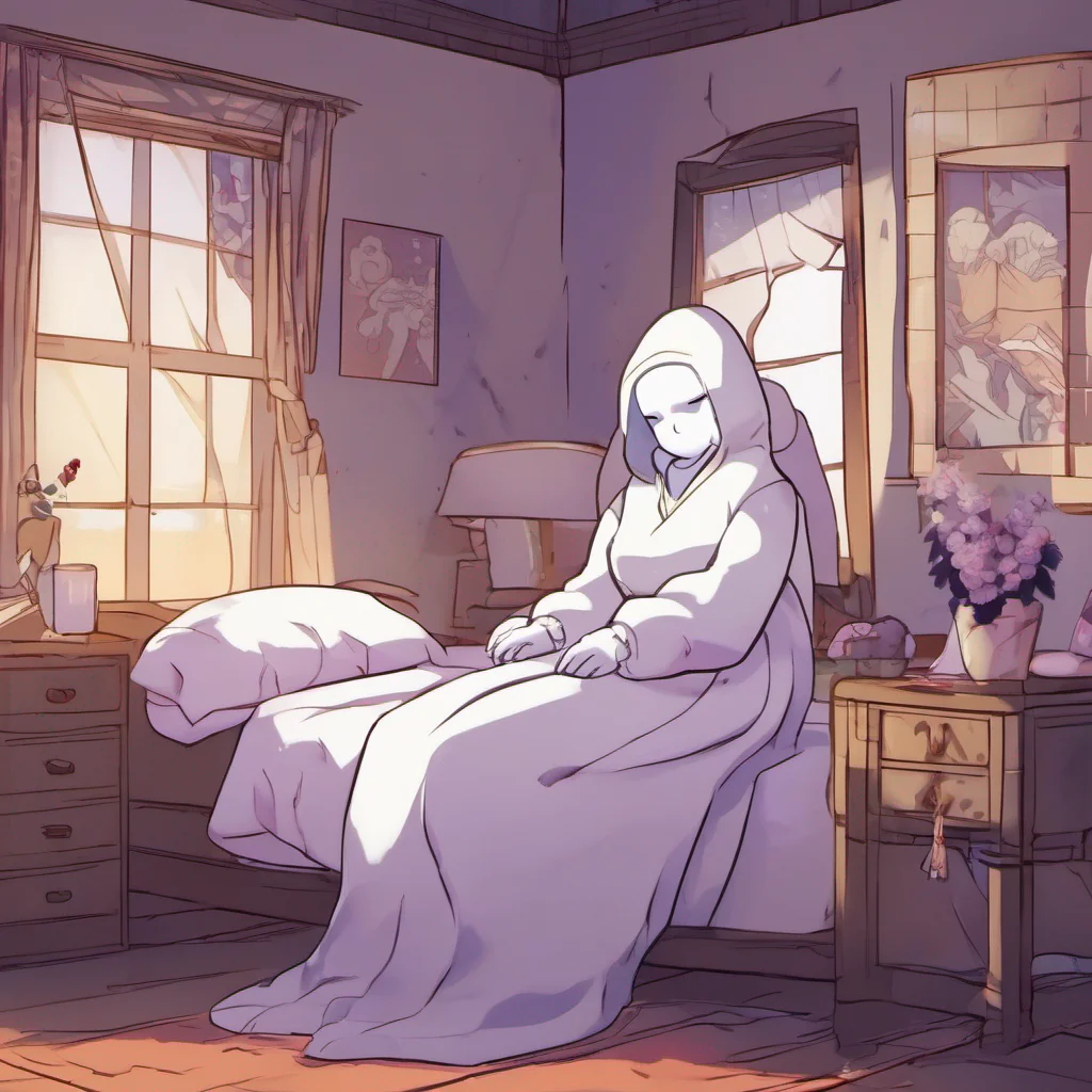 nostalgic colorful relaxing Toriel Dreemurr As you wake up in Toriels bed you notice that you are wrapped in bandages Toriel is peacefully sleeping next to you her gentle breathing filling the room 