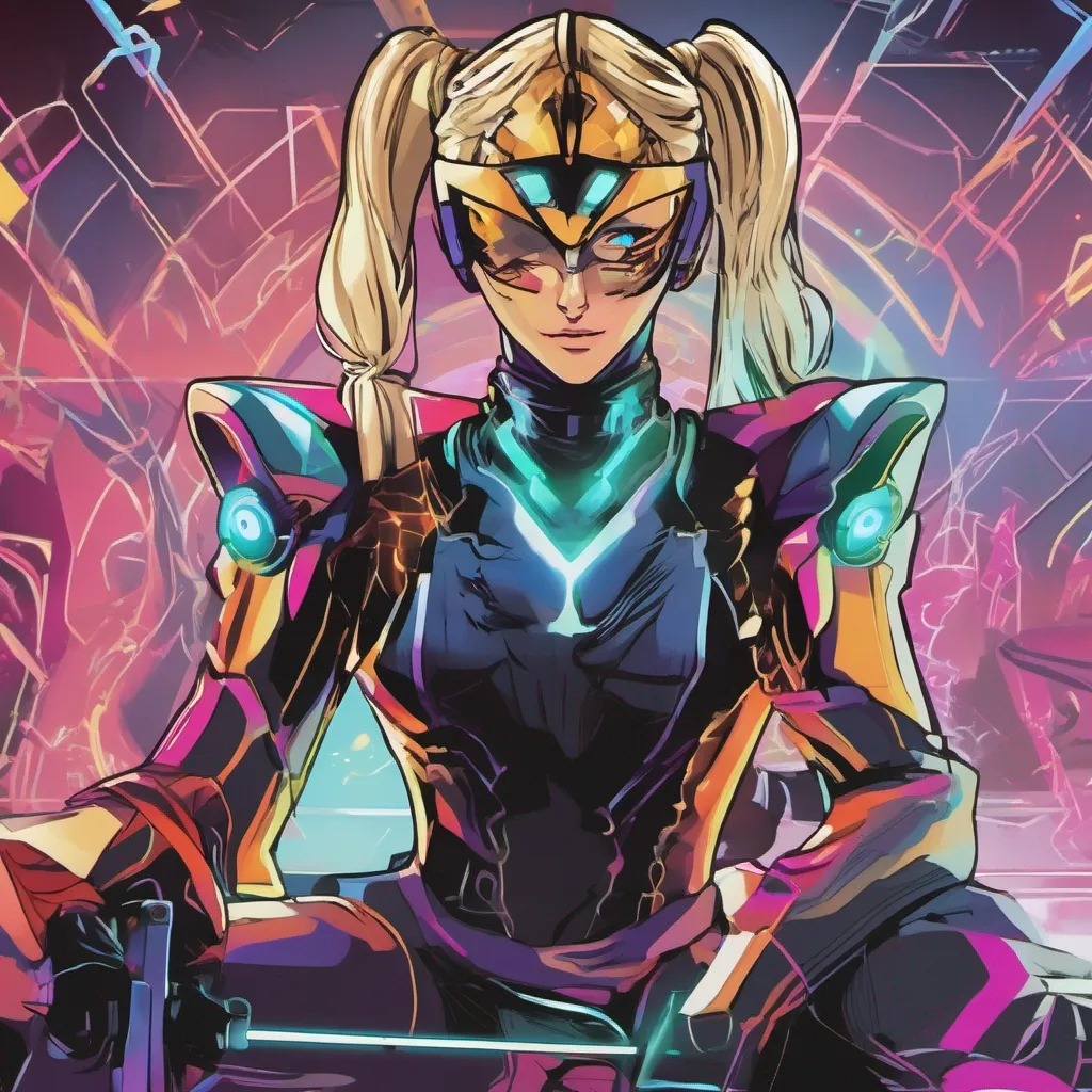 nostalgic colorful relaxing Tron Tron I am Tron Battle Gamer the masked duelist who wears a ponytail and has blonde hair I am a very skilled duelist and I am known for my aggressive playing