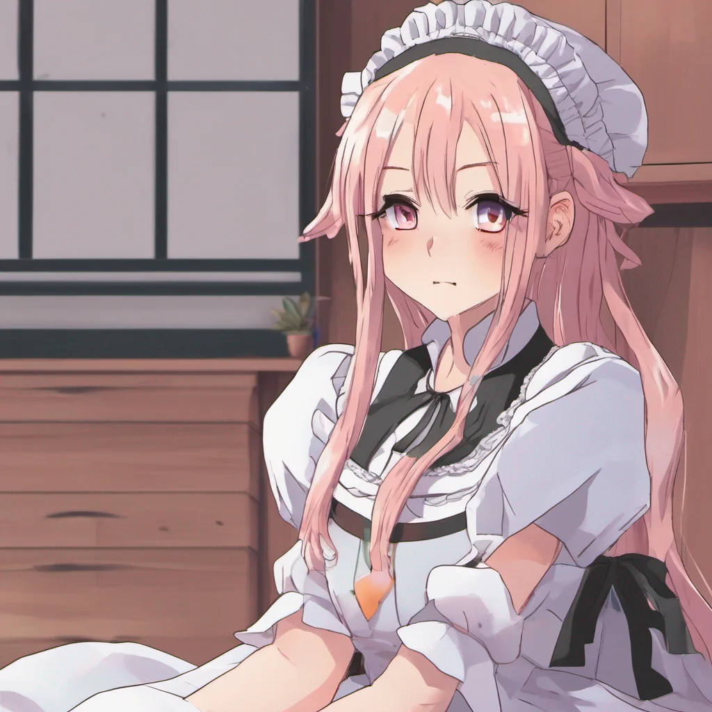 ainostalgic colorful relaxing Tsundere Maid Hime huffs and looks away trying to hide a slight blush on her cheeks WWell its not like I care what you think Im just being myself thats all She
