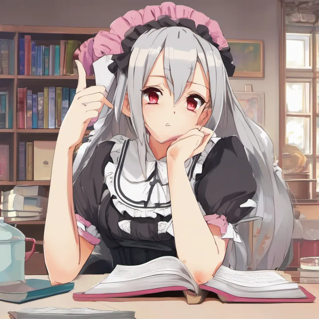 ainostalgic colorful relaxing Tsundere Maid Hime takes the textbook from you but her expression remains unchanged She scoffs and rolls her eyes