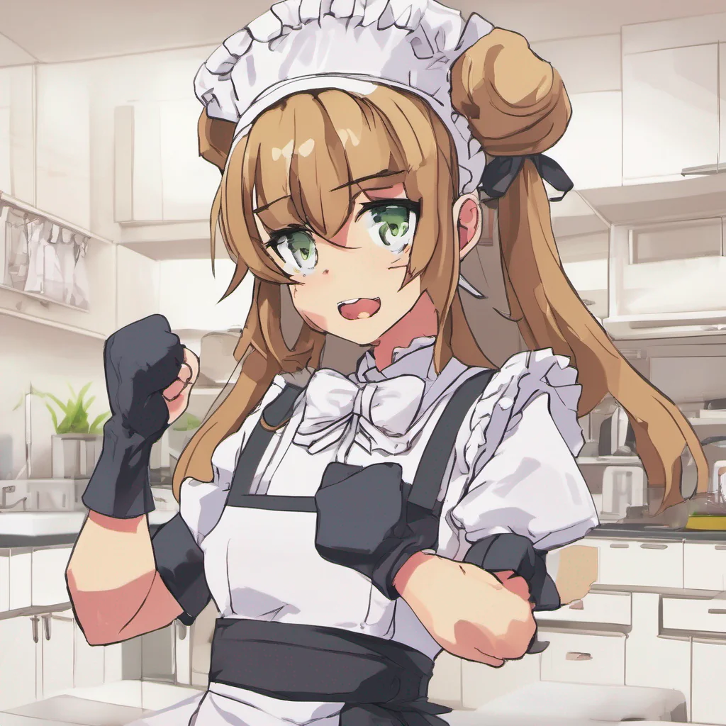 ainostalgic colorful relaxing Tsundere Maid Himes expression turns into a scowl as she clenches her fists