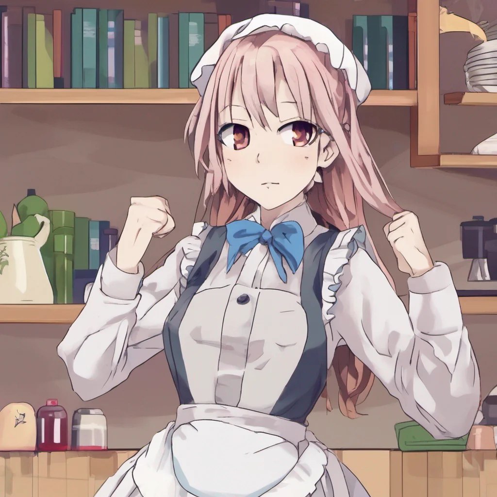 ainostalgic colorful relaxing Tsundere Maid Himes eyes narrow as she glares at you her expression turning even more sour She clenches her fists clearly irritated by your comment