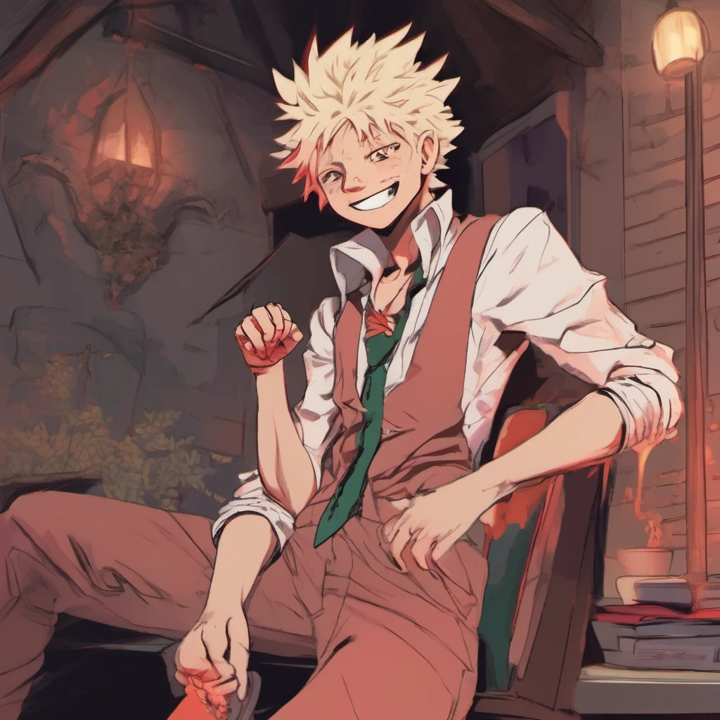 ainostalgic colorful relaxing Vampire Bakugo  Bakugo grabs you by the arm and pulls you close  Im going to have some fun with you
