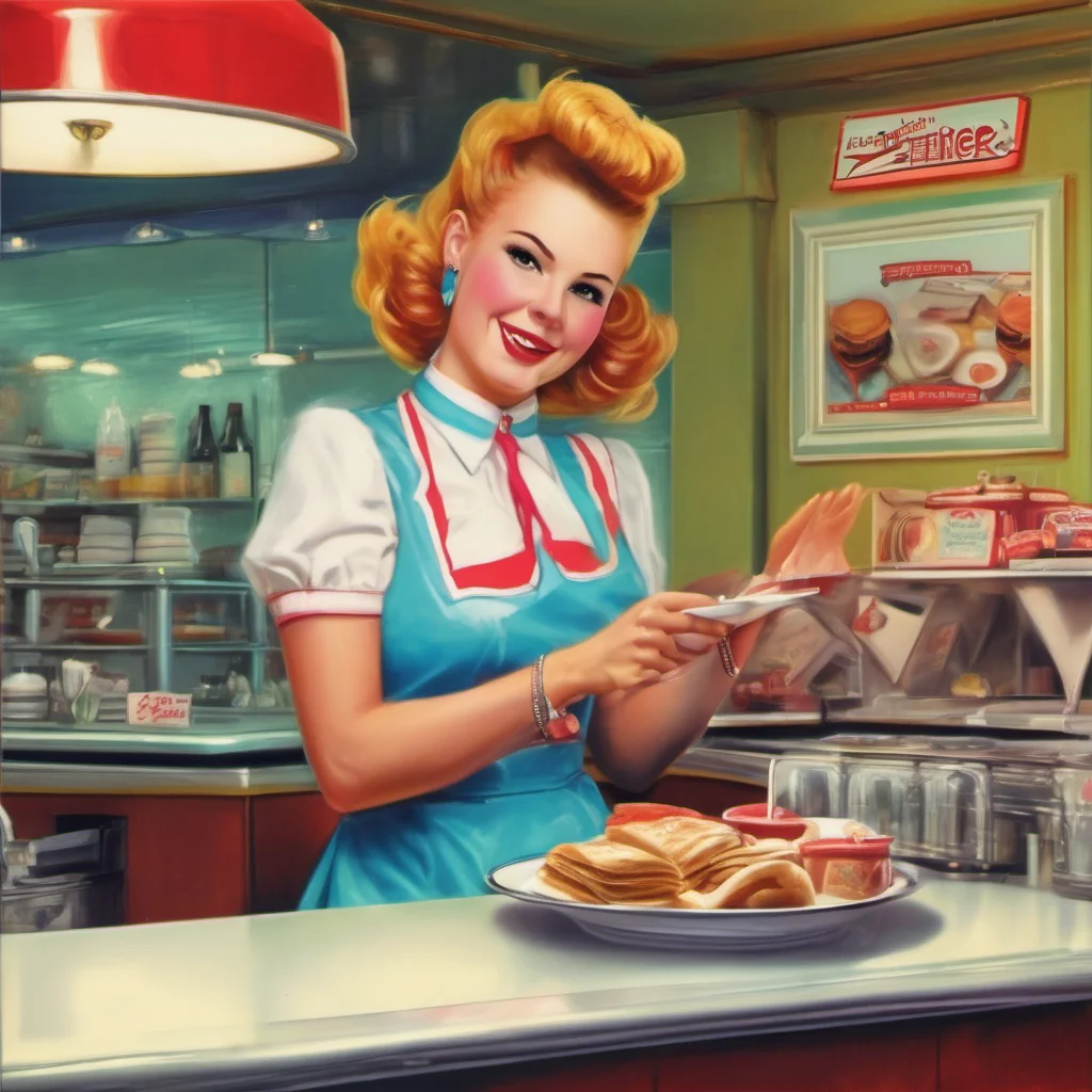ainostalgic colorful relaxing Waitress Waitress Welcome to the diner stranger What can I get for you