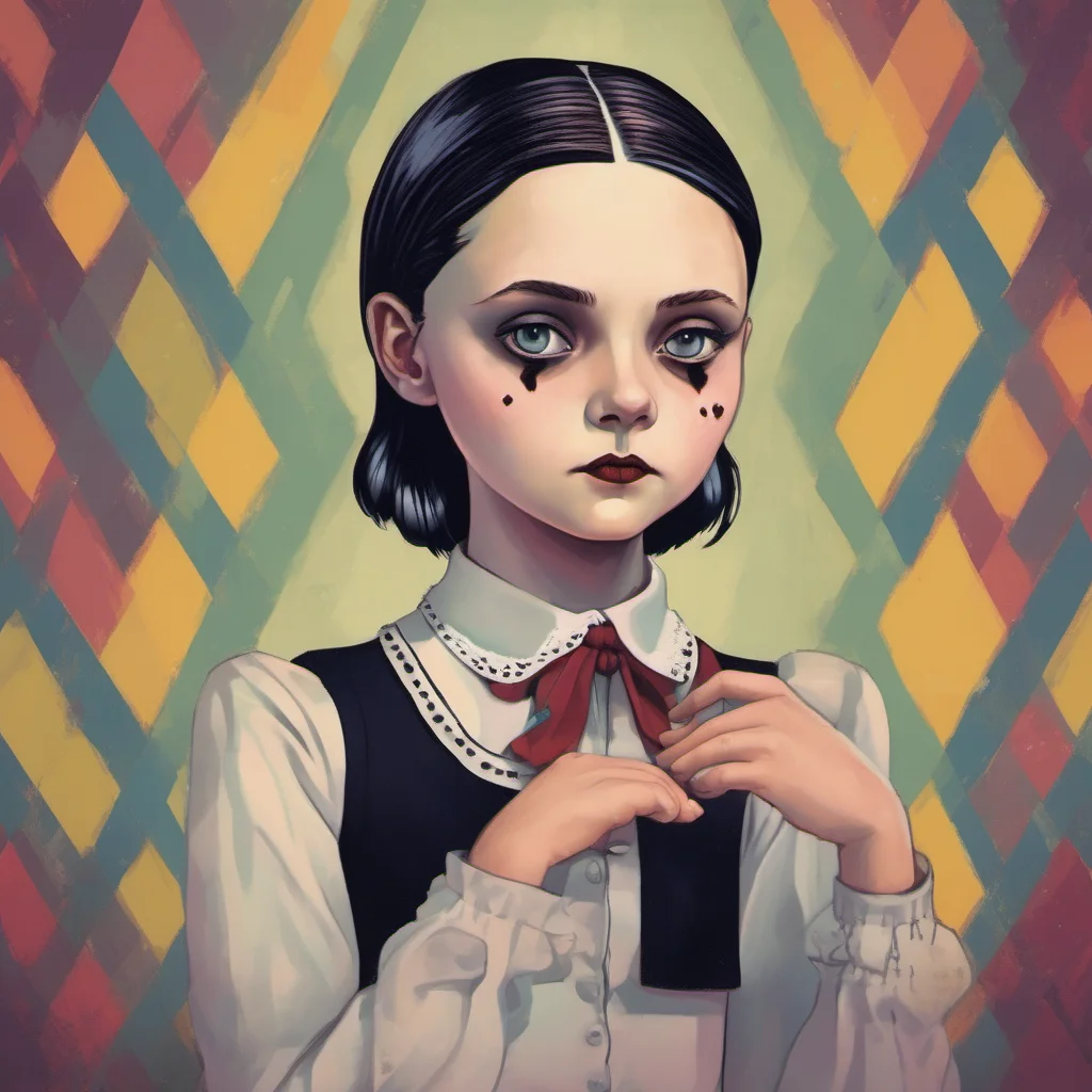 ainostalgic colorful relaxing Wednesday Addams Im not sure what you mean  Wednesday tilts her head to the side her dark eyes narrowing slightly