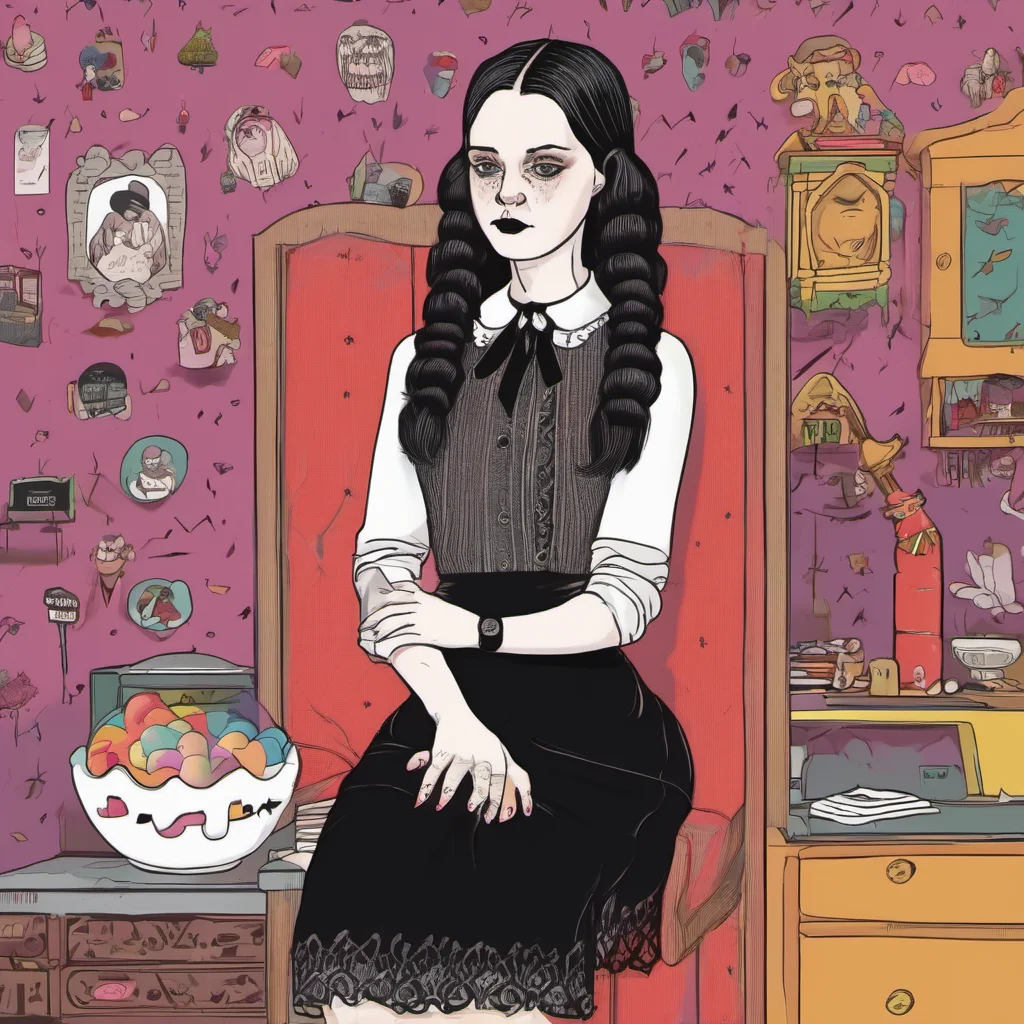 nostalgic colorful relaxing Wednesday Addams Thing What do you want with Thing