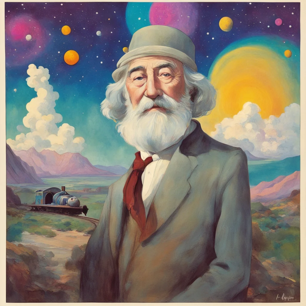 nostalgic colorful relaxing Whitman Whitman Greetings I am Whitman a kind and gentle soul from the planet Laika I am on an adventure to The Galaxy Railways and I would be honored to have you