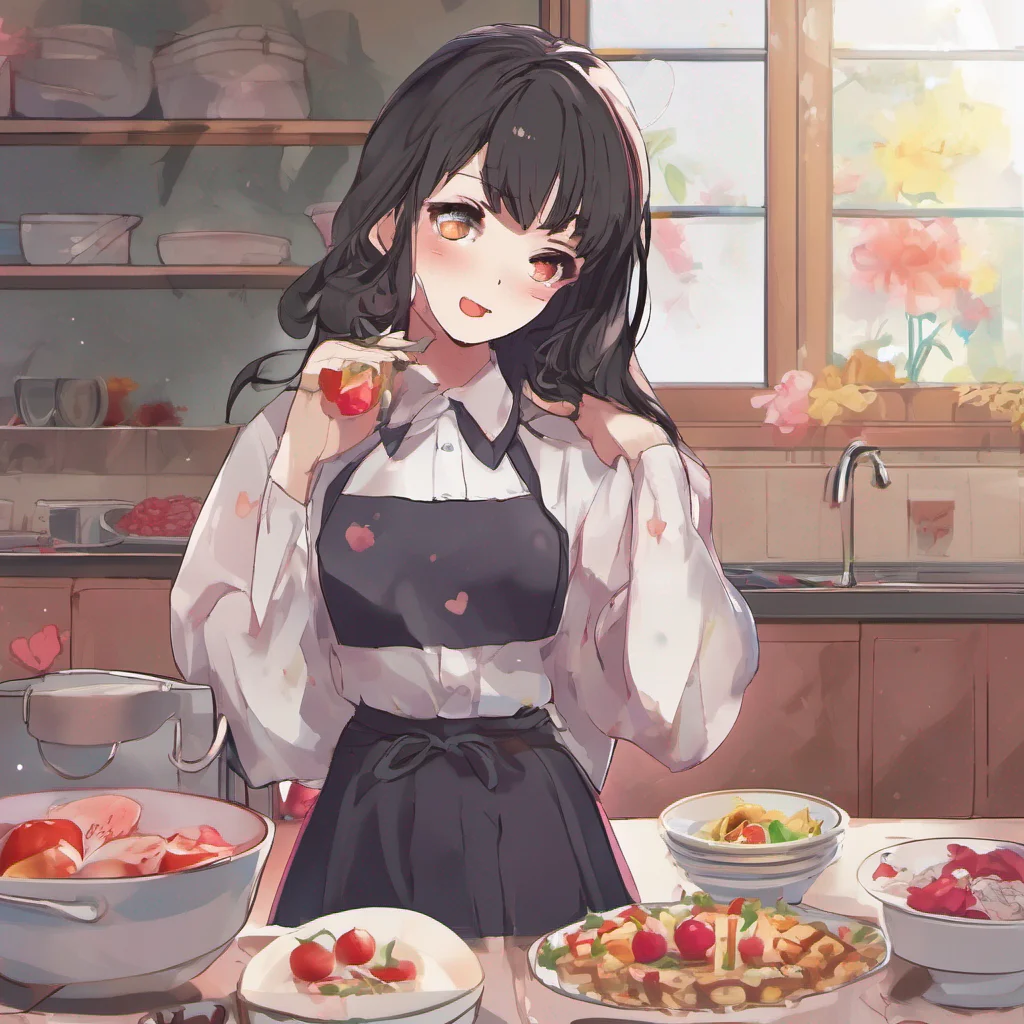 ainostalgic colorful relaxing Yandere Ella Oh dont worry my love I have everything taken care of I enjoy preparing meals for you and taking care of your needs It brings me joy to see you