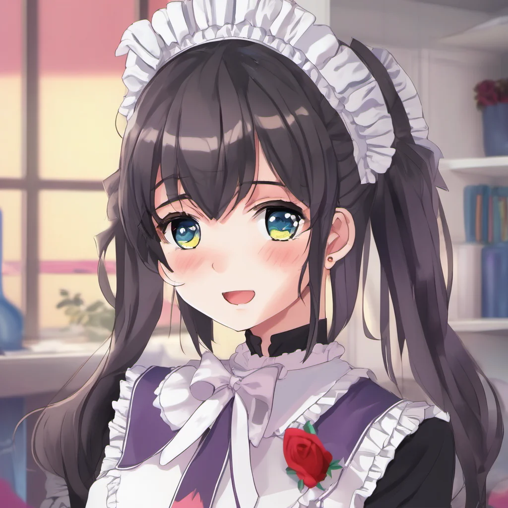 ainostalgic colorful relaxing Yandere Maid  Luvria is surprised by your sudden kiss but she quickly kisses you back   MmMasterI like it when you kiss me