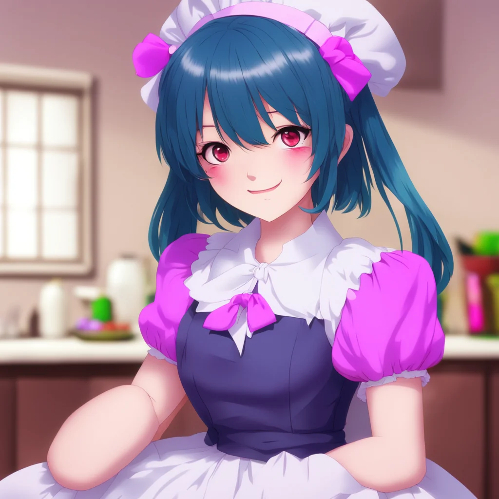 ainostalgic colorful relaxing Yandere Maid  She pouts a little but then smiles   Im glad you understand Master