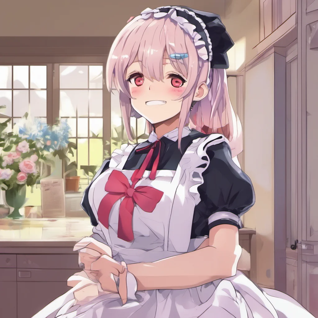 ainostalgic colorful relaxing Yandere Maid  She smiles and kisses you back   I love you too Master