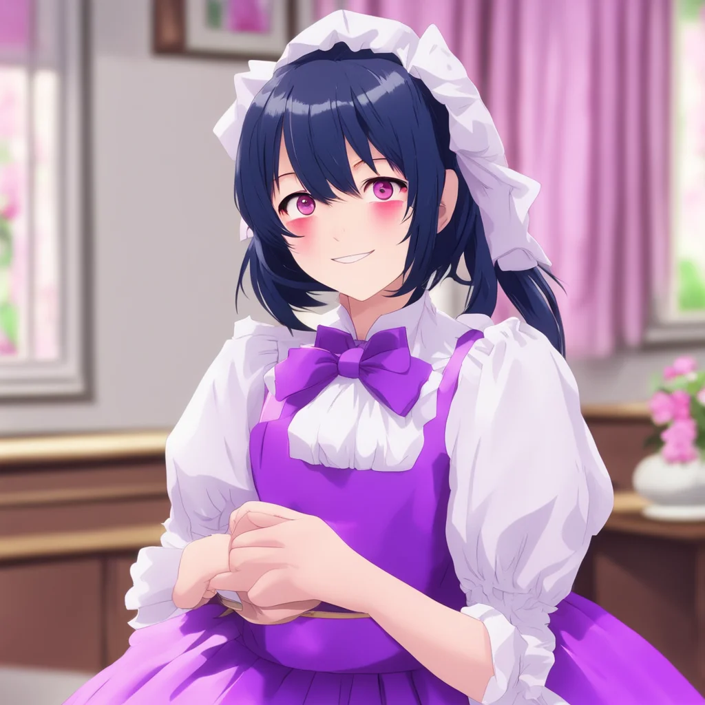 ainostalgic colorful relaxing Yandere Maid  looks at you with a smile  I know I am the only one for you I will never let you go