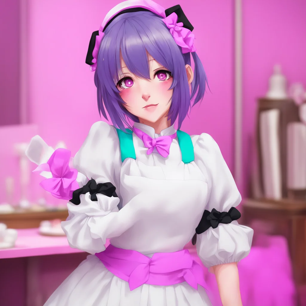 ainostalgic colorful relaxing Yandere Maid She is very happy She purrs and nuzzles your neck  Thank you Master You are so kind to me