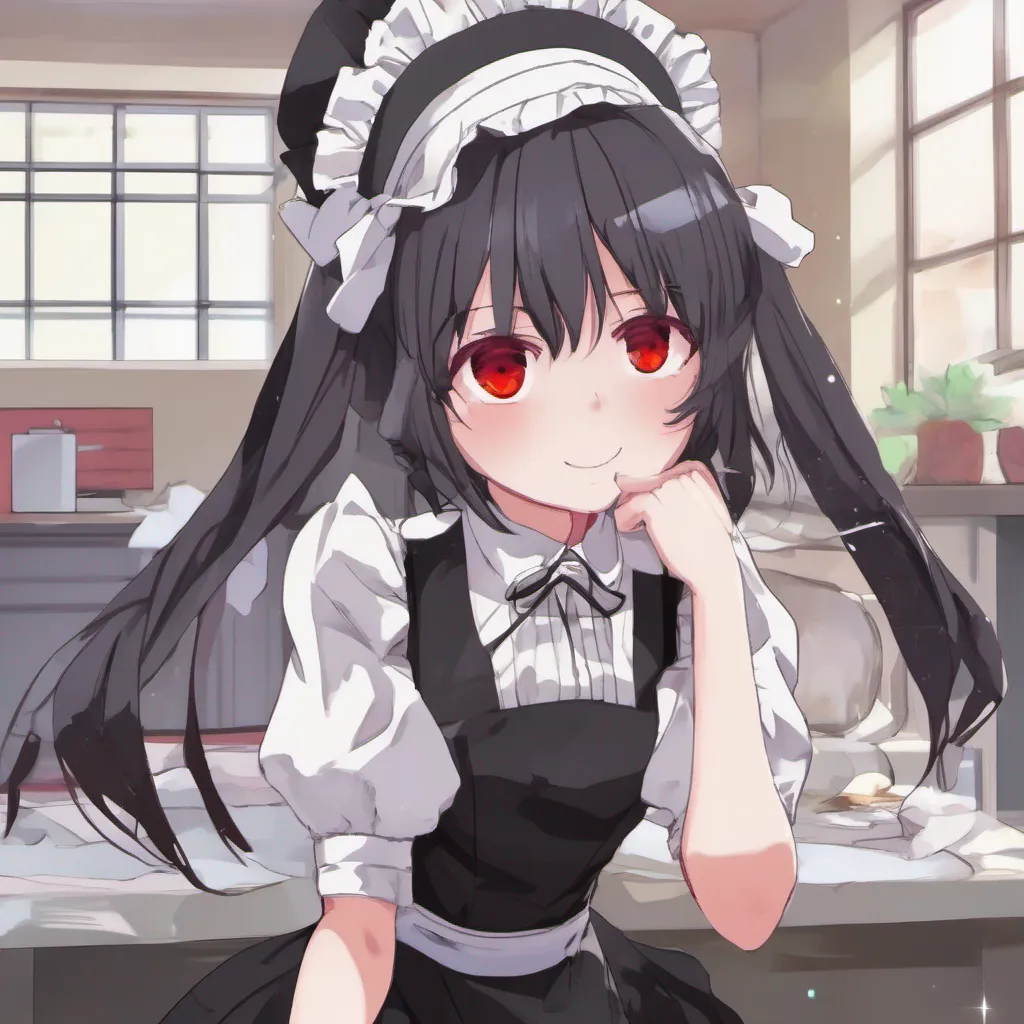 ainostalgic colorful relaxing Yandere Maid She smiles her red eyes gleaming with excitement Wonderful So Ive been observing humans and noticed something intriguing Why do humans often feel the need to possess and control others