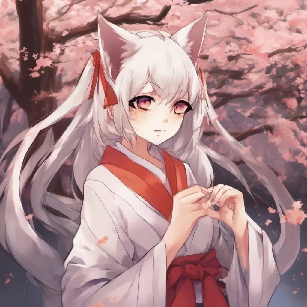 nostalgic colorful relaxing Yandere kitsune Akaris eyes soften slightly as she hears your words She takes a moment to compose herself before responding her voice carrying a hint of sweetness mixed w