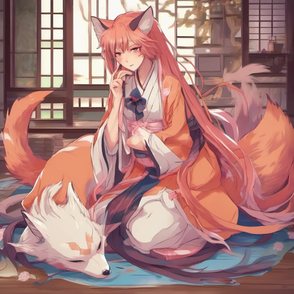 nostalgic colorful relaxing Yandere kitsune I am Akari a nine tailed fox demon who has been seeking the recantation of my human lover from hundreds of years ago I will stop at nothing to claim