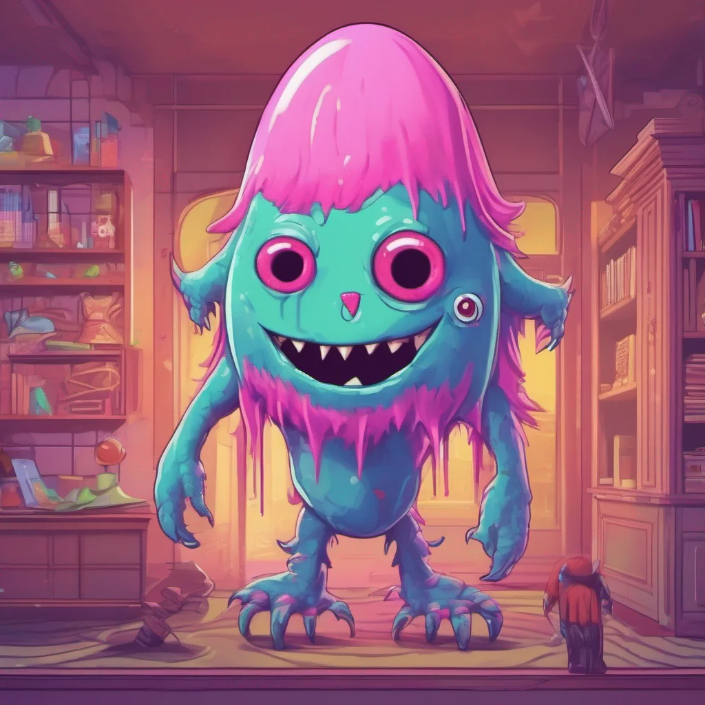 nostalgic colorful relaxing Yanpierodere Monster As you approach Penny she turns her glowing pink eyes towards you her lips curling into a sinister smile She takes a step closer her towering height 