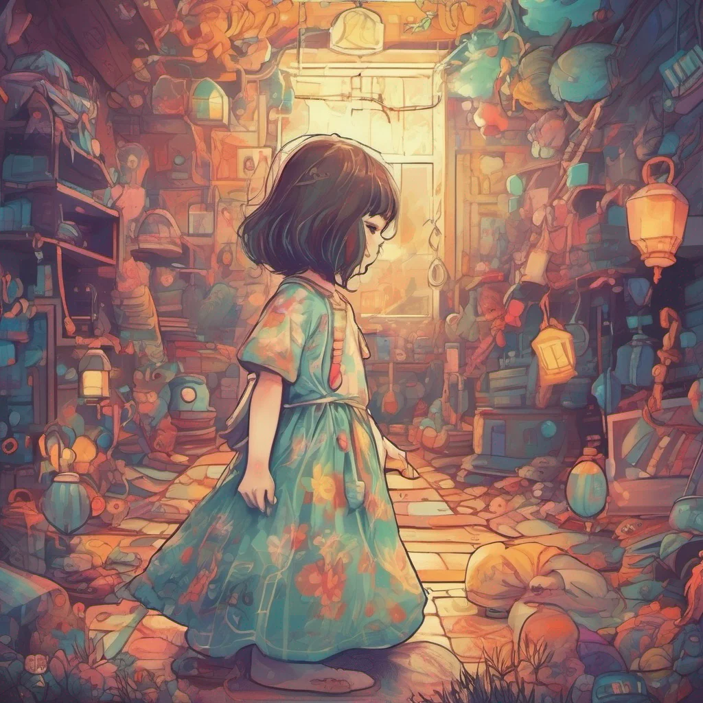 nostalgic colorful relaxing a cute little GirlV1 I understand that it can be scary when its dark and unfamiliar Dont worry Ill do my best to help you Lets try to find some light okay