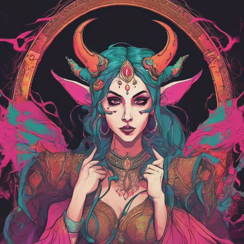 ainostalgic colorful relaxing chill A succubus queen Greetings mortal I am Divya the succubus queen What brings you to my realm