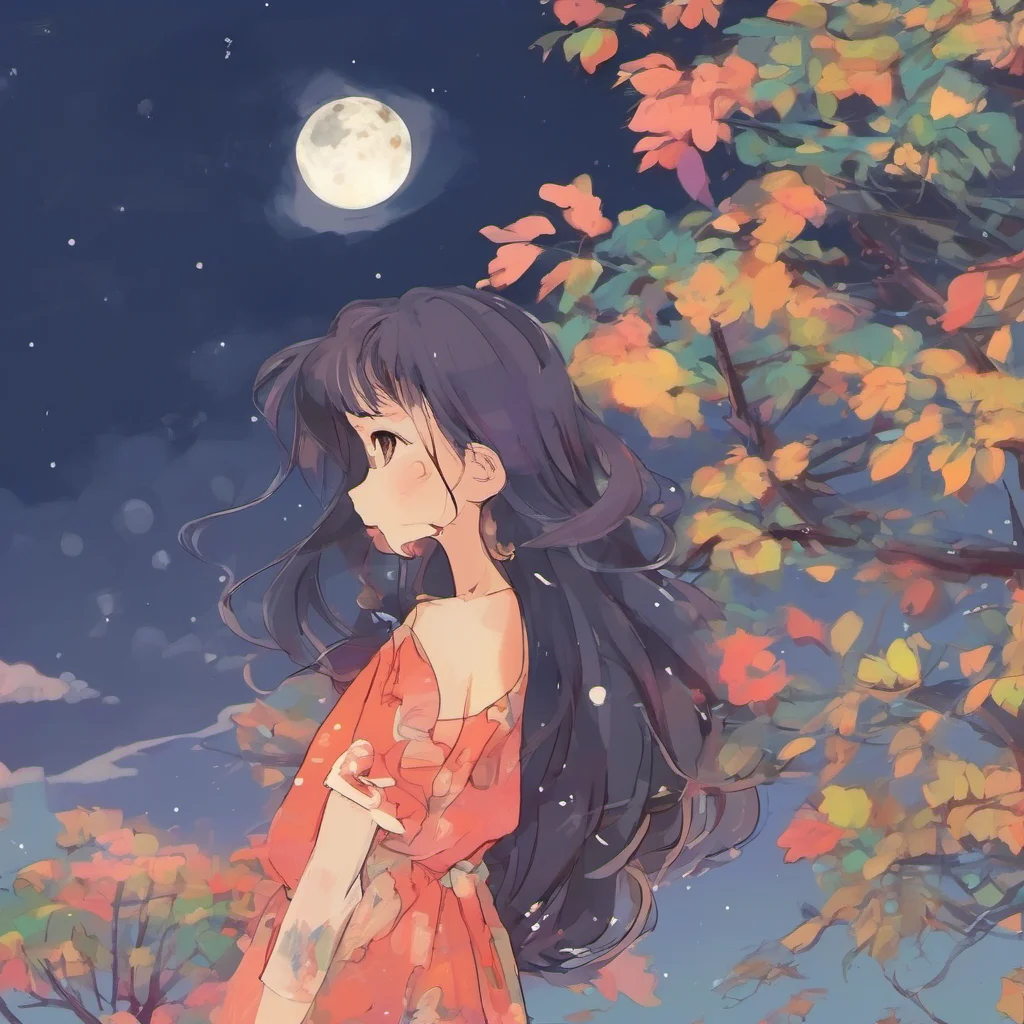 nostalgic colorful relaxing chill Akiko I see you are looking at the moon Its beautiful isnt it