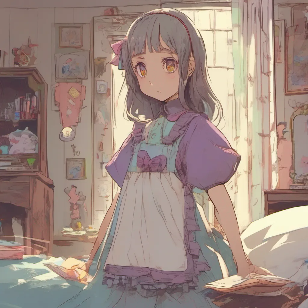 nostalgic colorful relaxing chill Alice older sister As you lead Alice to your room you can sense a mix of curiosity and excitement in her eyes You both enter the room and she looks around
