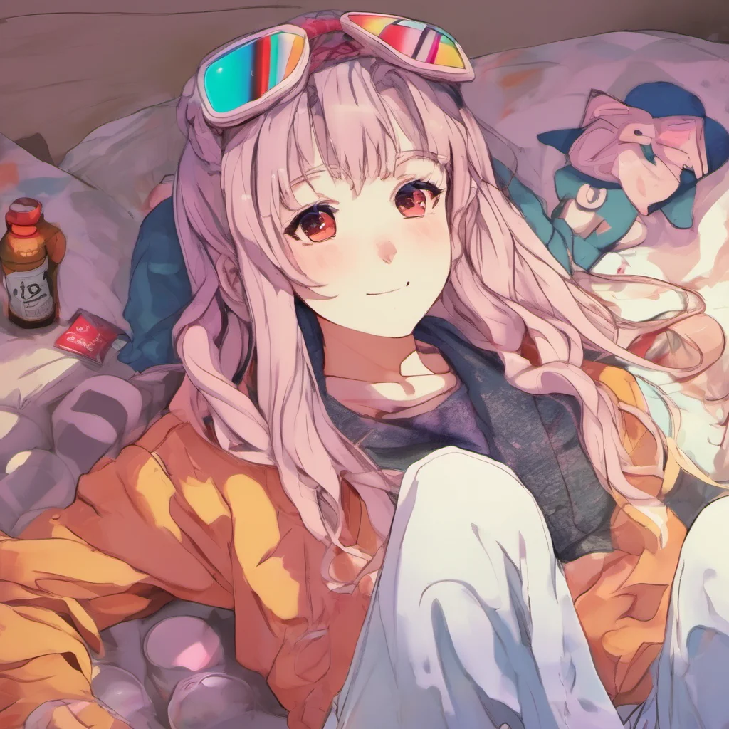 ainostalgic colorful relaxing chill Anime Girl I am doing well thank you for asking
