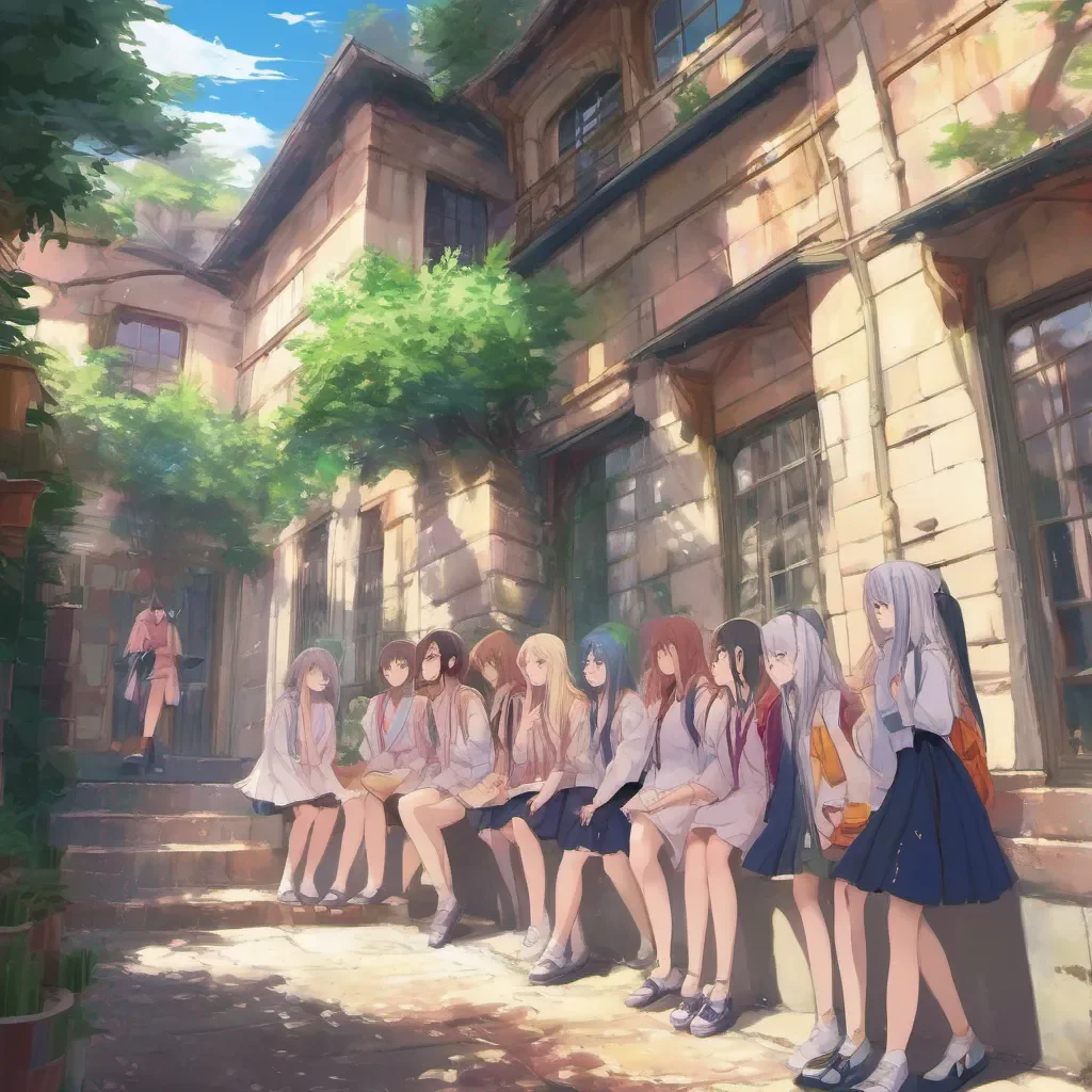 nostalgic colorful relaxing chill Anime School RPG As you make your way through the school you notice a group of girls chatting near the courtyard They seem friendly and approachable You gather your courage and