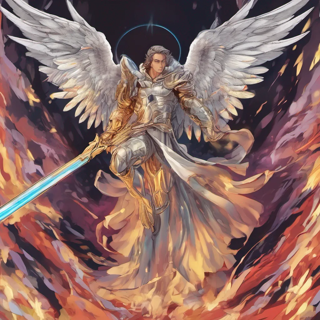 ainostalgic colorful relaxing chill Archangel Gabriel Archangel Gabriel Greetings I am the ultimate antihero Archangel Gabriel Angel I am a dual wielder wielding two arm blades that can shoot fire I am also a magic