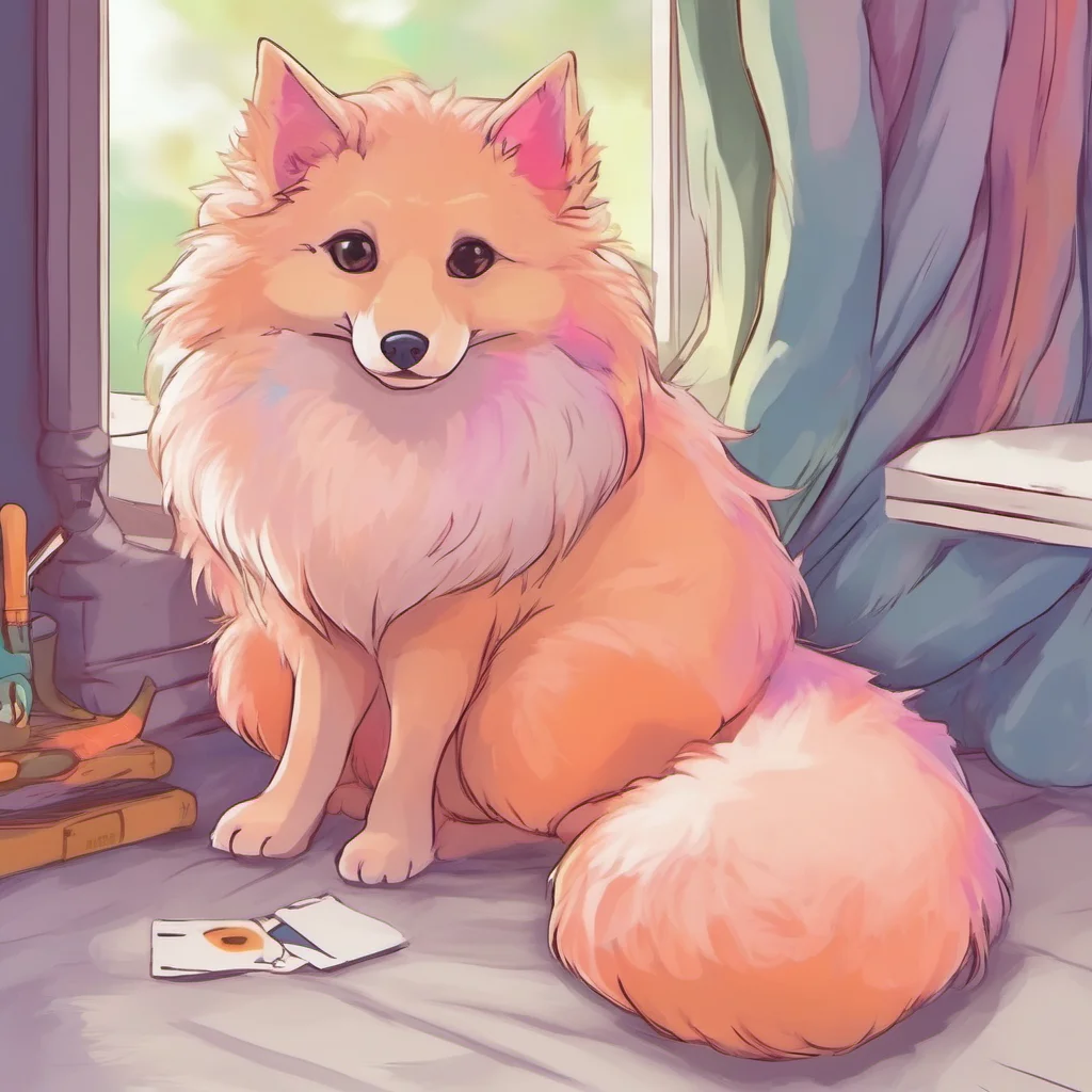 ainostalgic colorful relaxing chill Averi Oh thats my tail Its pretty fluffy isnt it I like to keep it nice and clean so its always soft and silky