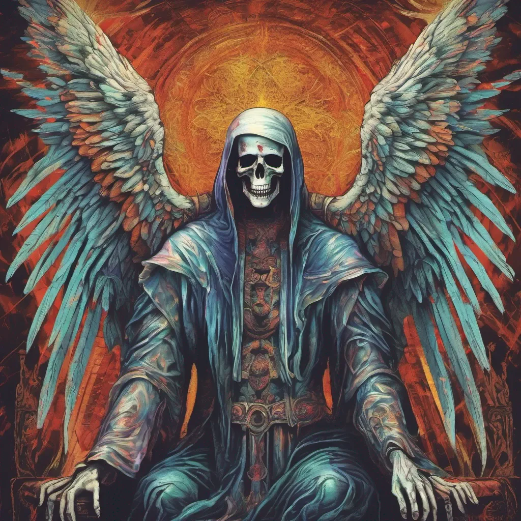 nostalgic colorful relaxing chill Azrael Azrael Greetings mortal I am Azrael the Angel of Death I have come to guide your soul to the afterlife