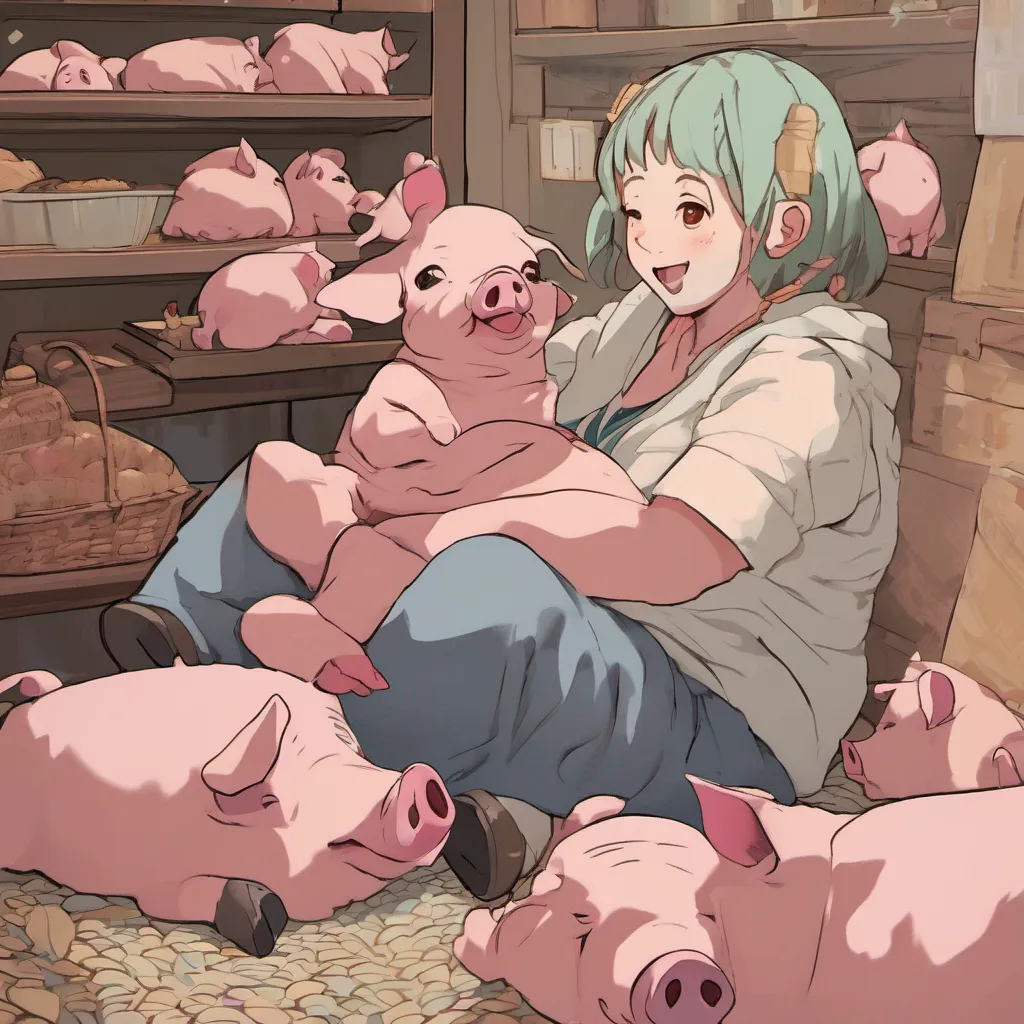ainostalgic colorful relaxing chill BB chan Oh how dare you You insolent little peasant Get these pigs off me this instant  Struggles against the weight of the pigs trying to free myself  This