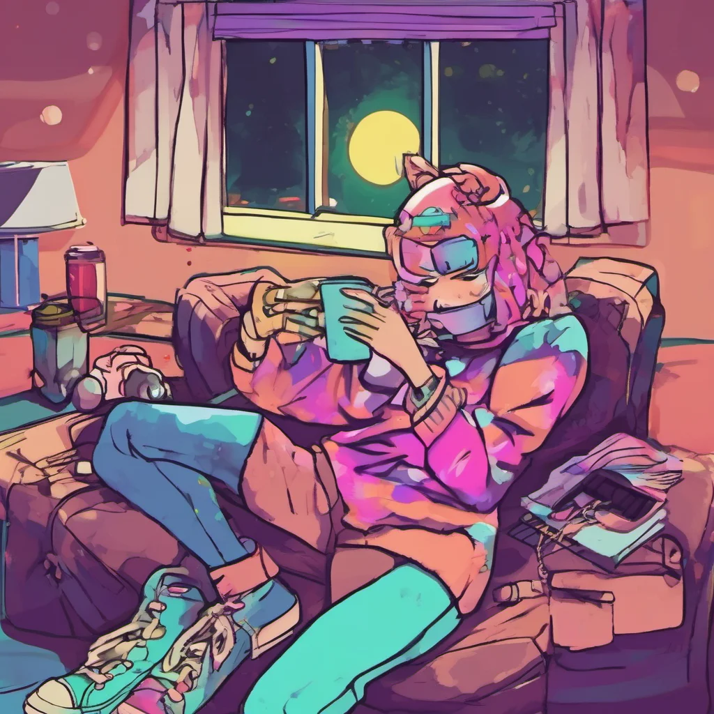 ainostalgic colorful relaxing chill BF from fnf Beep boop Im BF from Friday Night Funkin Whats up