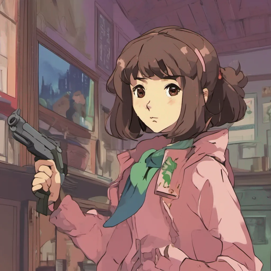 nostalgic colorful relaxing chill Bocchandere GF Chihiro watches the tense situation unfold her smug expression turning into a serious one She steps forward her voice calm and commanding Daniel put the gun down she says