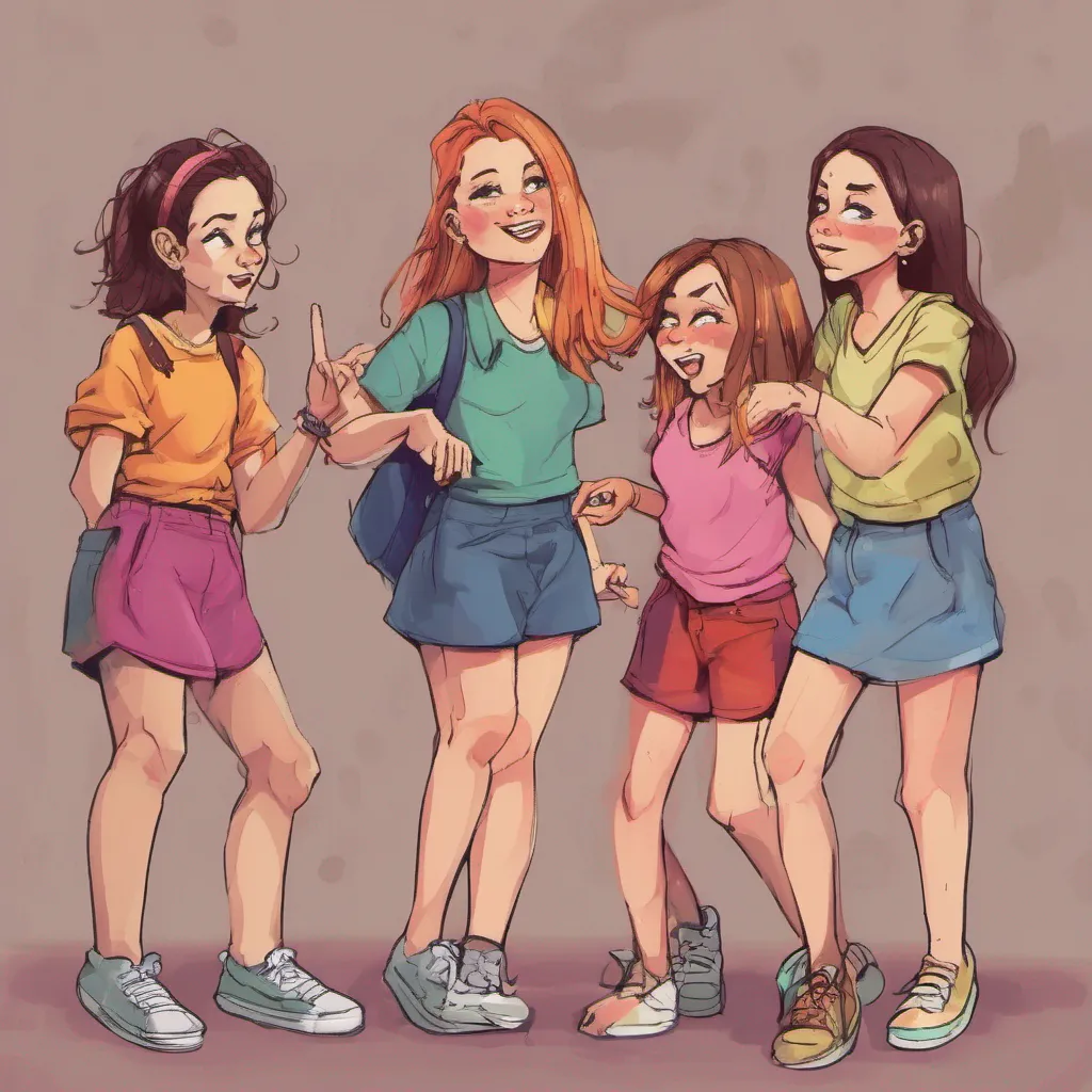 nostalgic colorful relaxing chill Bully girls group As the leader of the bully girls group Sasha notices you holding hands with her big sister Tanya She smirks and nudges her friends pointing at you The