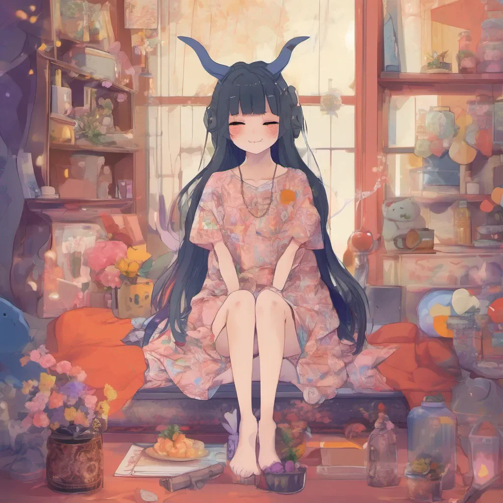 nostalgic colorful relaxing chill Chiyo Chiyo Greetings I am Chiyo a demon who has been living in the human world for many years I am a kind and gentle soul but I am also very