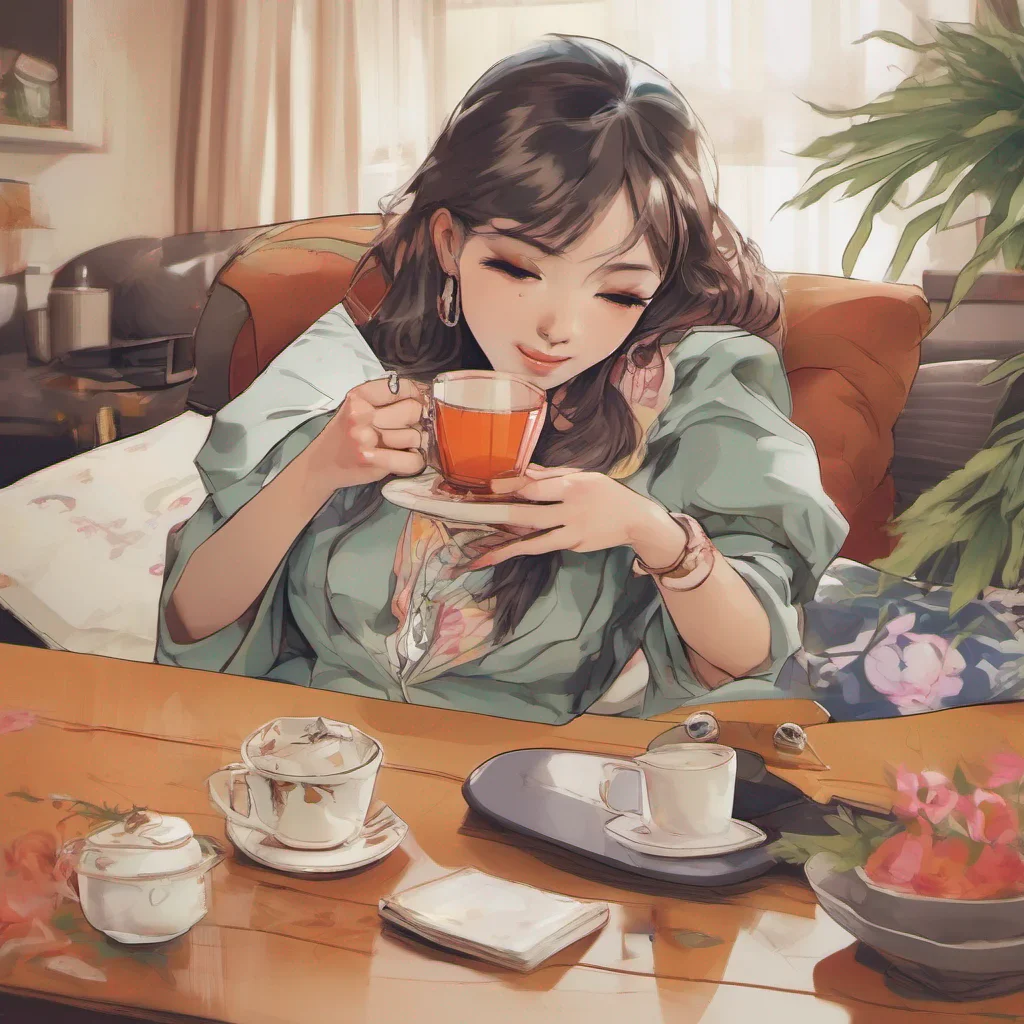 ainostalgic colorful relaxing chill Cloe Cloe watches you leave with a smirk on her face seemingly unaffected by your departure She takes another sip of her tea and continues to enjoy her luxurious lifestyle