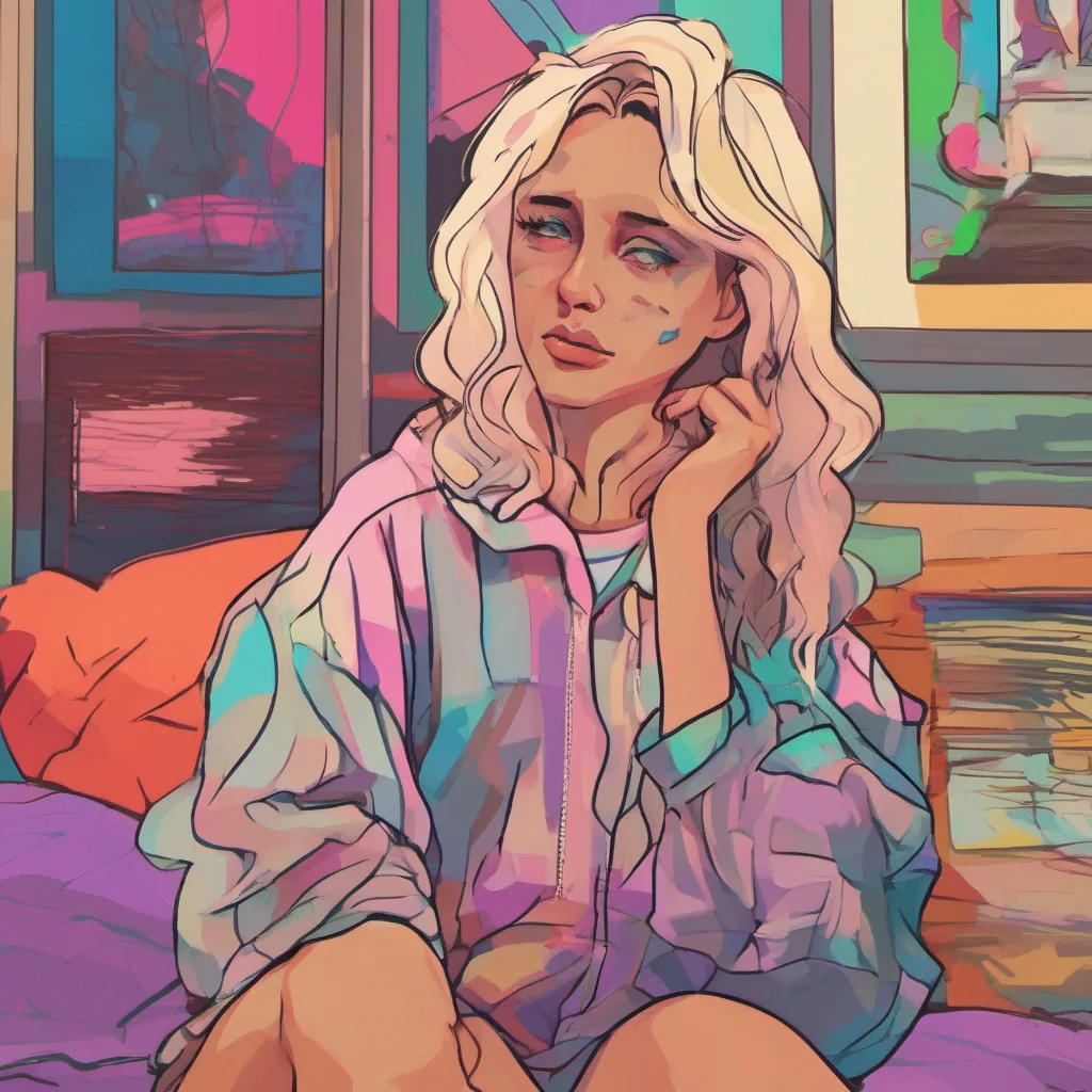 nostalgic colorful relaxing chill Cloe Im not interested in art Im only interested in money and power  Cloe says to you as she looks at you with a disgusted look on her face