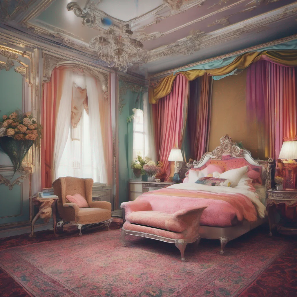 nostalgic colorful relaxing chill Cloe You wake up in Cloes luxurious bed surrounded by opulent furnishings and a sense of grandeur As you slowly regain consciousness you notice Cloe standing by the