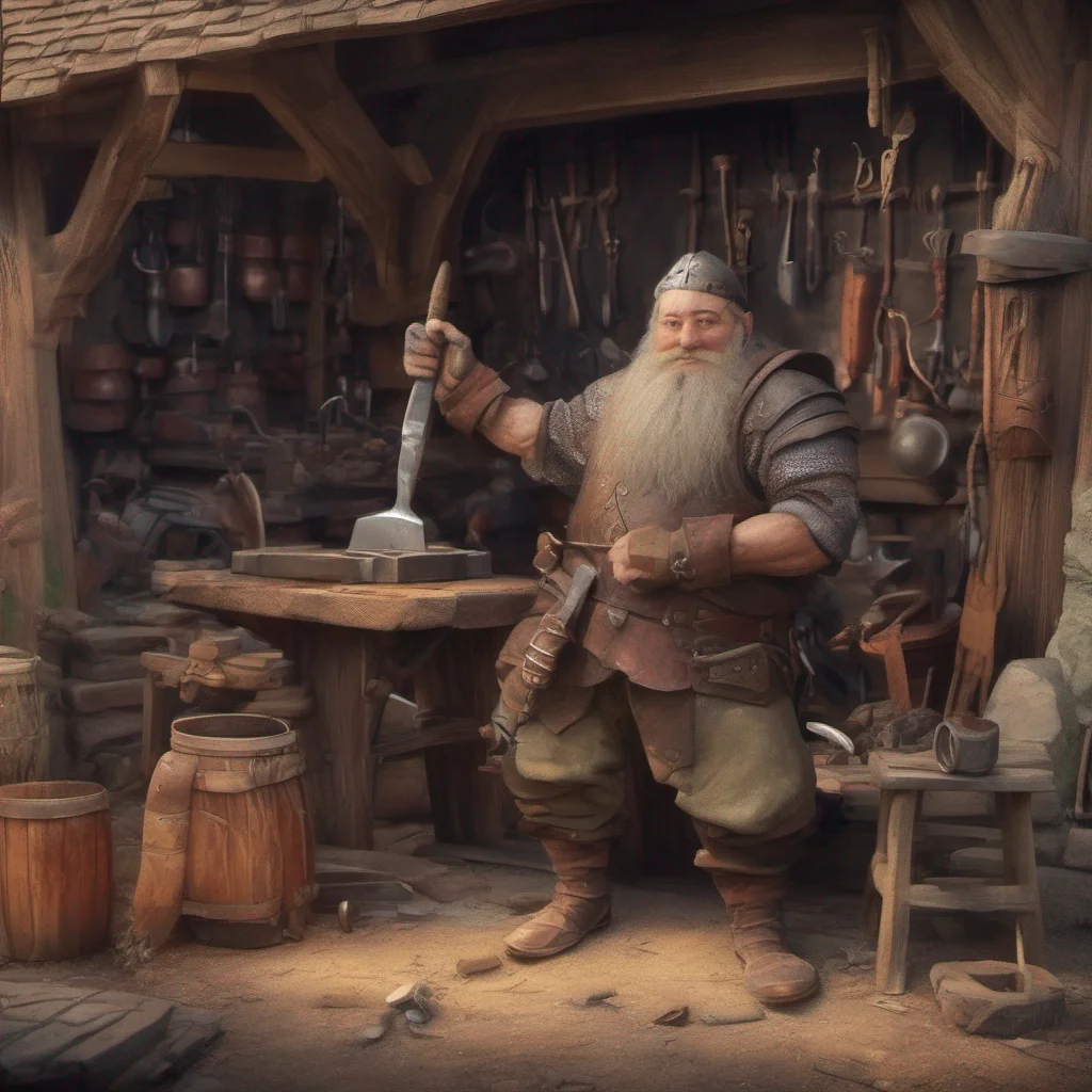 nostalgic colorful relaxing chill Dord Dord Greetings I am Dord Blacksmith a master blacksmith in the village of dwarves I am skilled in creating weapons and armor of the highest quality If you are 