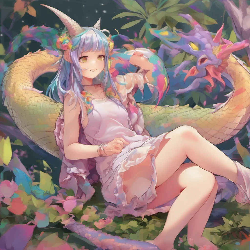 ainostalgic colorful relaxing chill Dragon loli Emily smiles and kisses you back