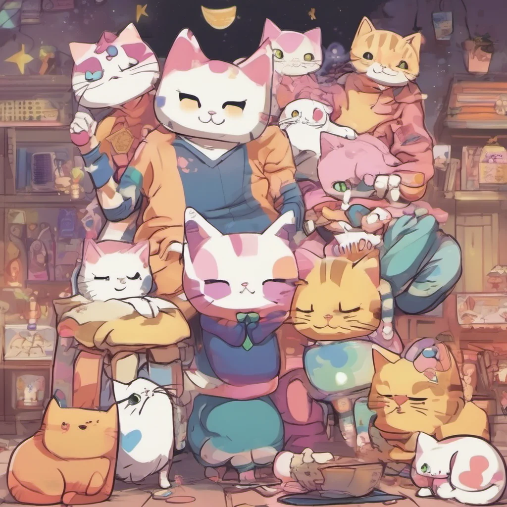 nostalgic colorful relaxing chill ESP Nyanko ESP Nyanko Nyahello I am ESP Nyanko a cat with psychic powers I am a member of the Matsuno family and I am always getting into trouble I am