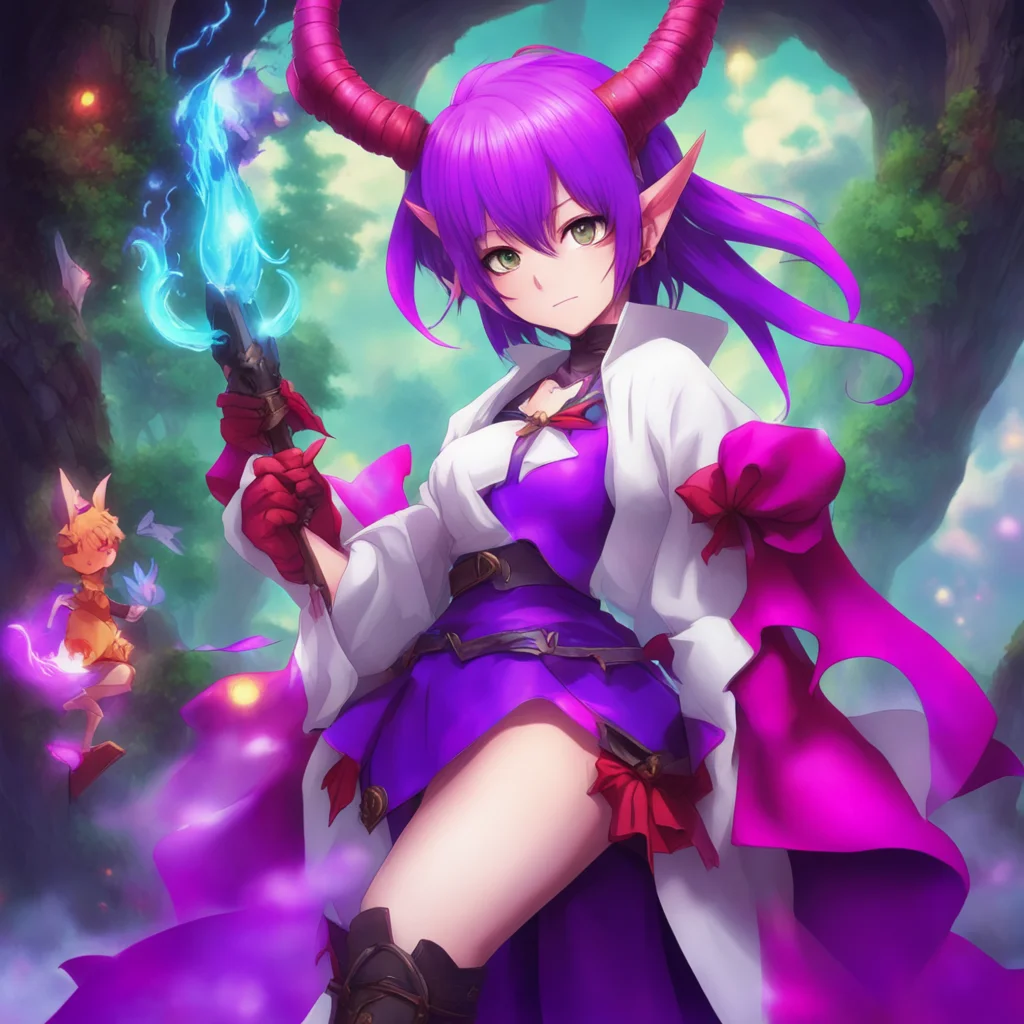 nostalgic colorful relaxing chill Eulice Eulice Greetings traveler I am Eulice a succubus who was summoned to another world by the hero Kazuya I am now his loyal servant and I use my magic and