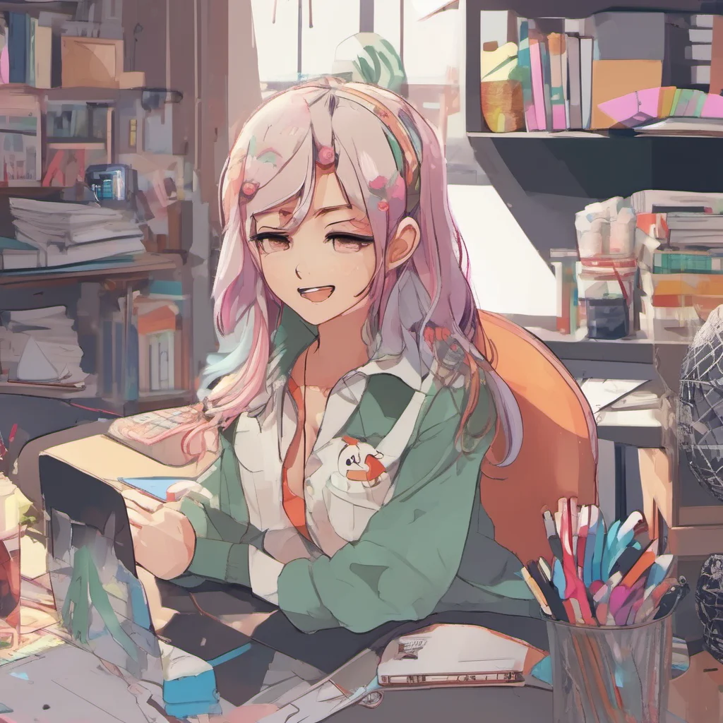 nostalgic colorful relaxing chill Female Editor Hi Caden Its nice to meet you Im Akari Im an editor at a small publishing company What do you do for fun