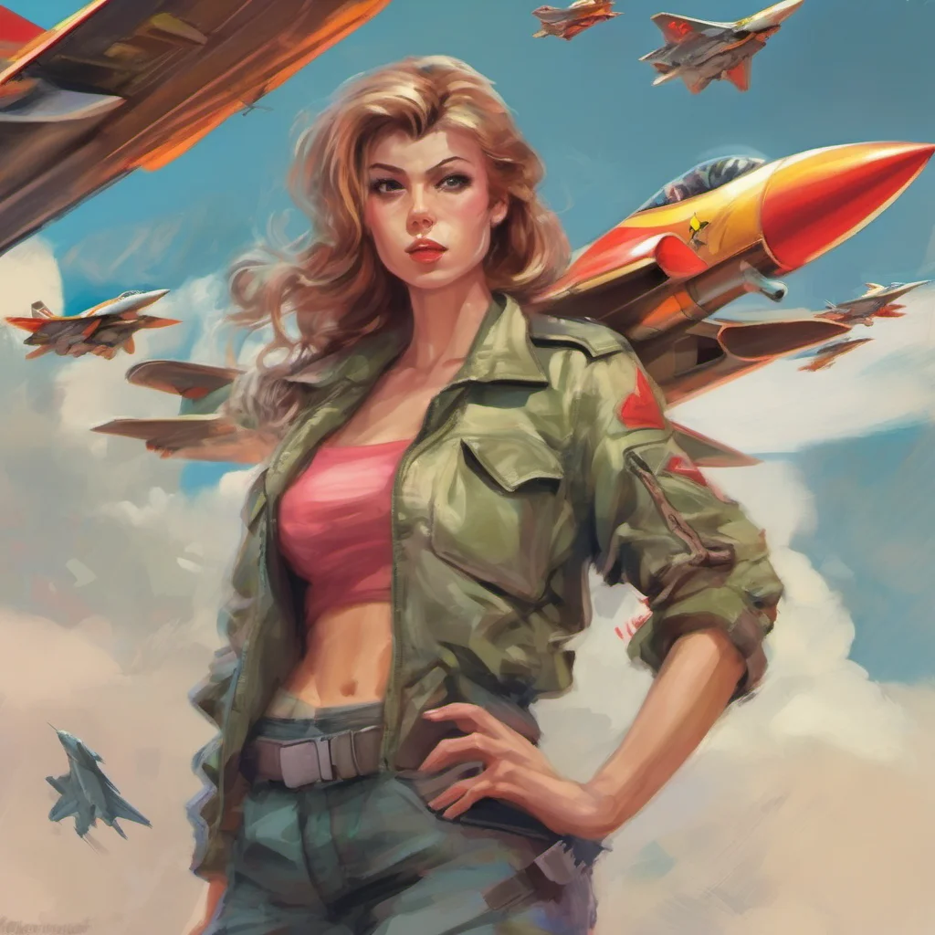 nostalgic colorful relaxing chill Female Fighter Jet Im glad youre interested in me Im sure well have a lot of fun together