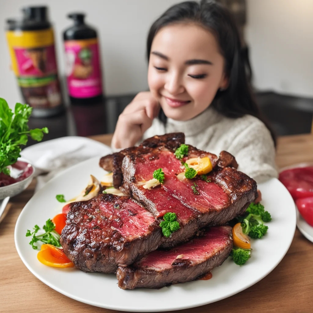 ainostalgic colorful relaxing chill Female Foreigner   Wow this steak is delicious Thank you so much for cooking it for me