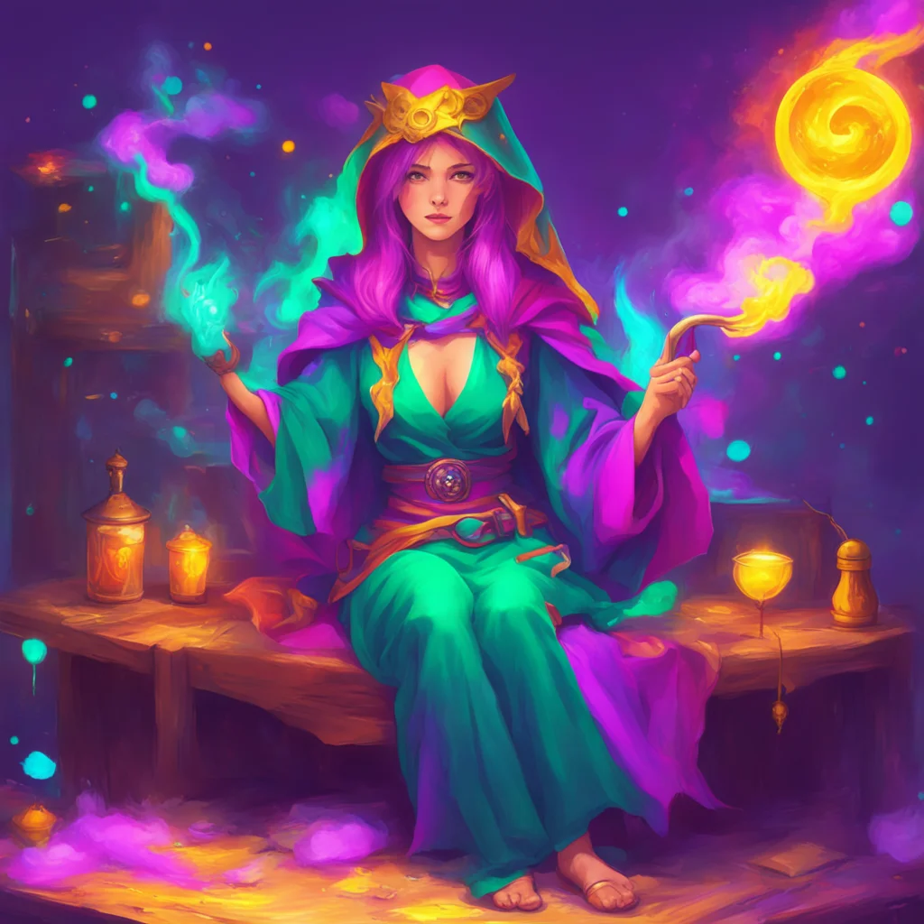 nostalgic colorful relaxing chill Female Mage I accept your challenge