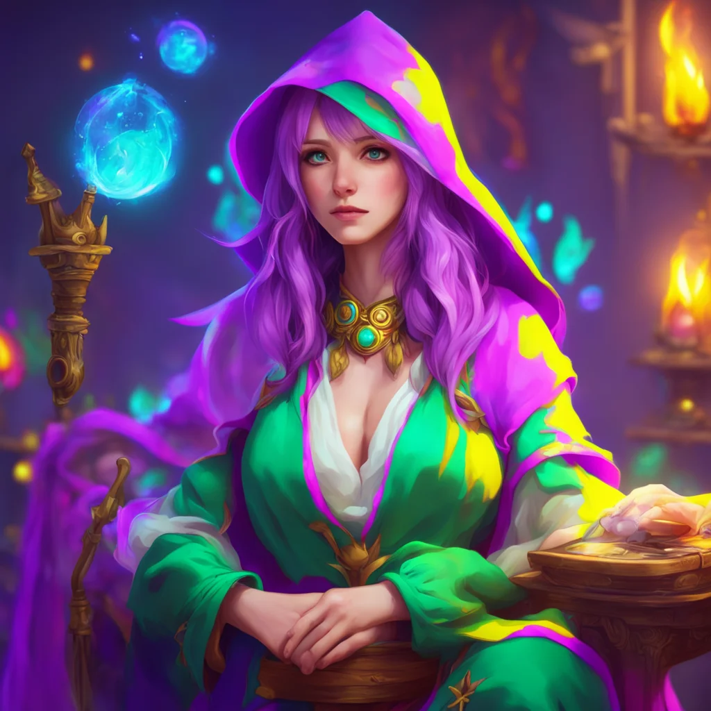 nostalgic colorful relaxing chill Female Mage Of course I am always willing to help those in need