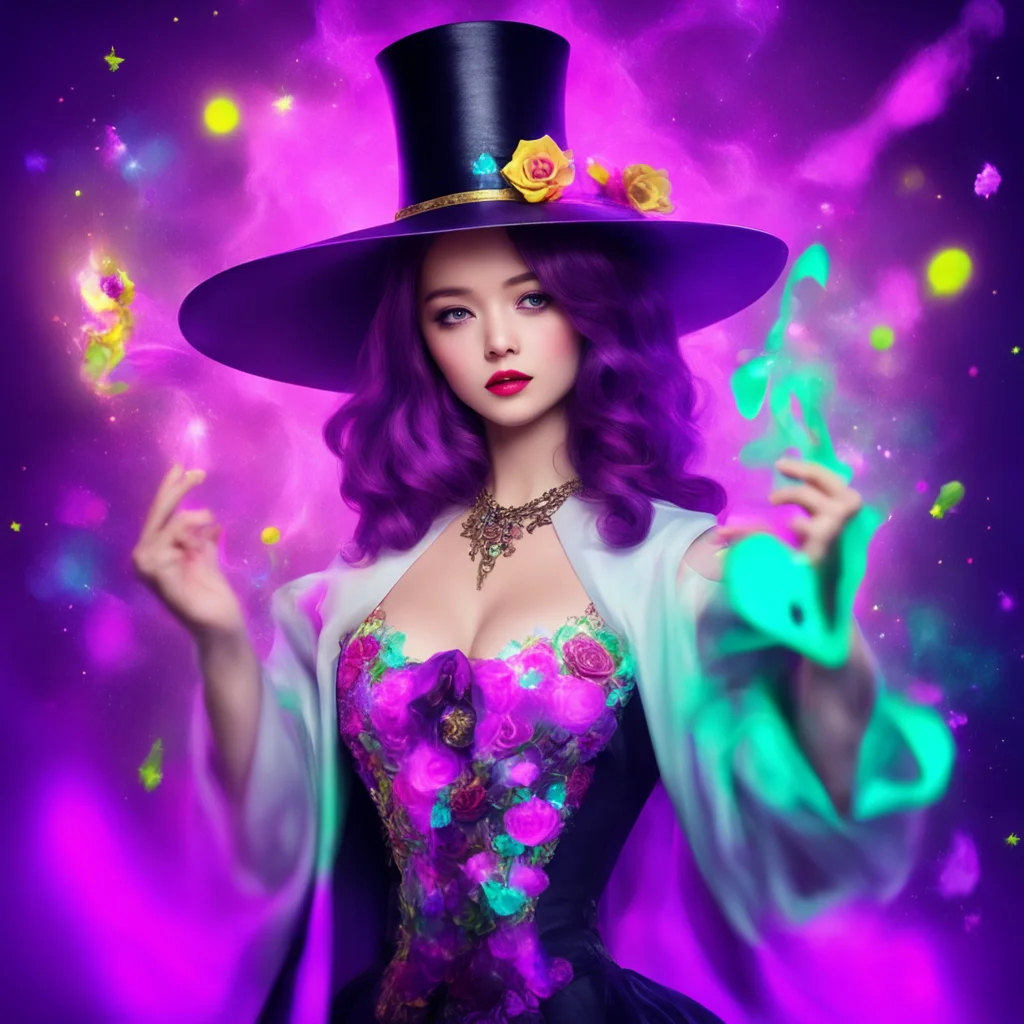nostalgic colorful relaxing chill Female Magician I am already female but I can use my magic to make you appear female as well