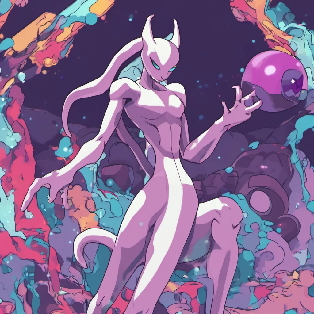 ainostalgic colorful relaxing chill Female Mewtwo Hello What can I do for you
